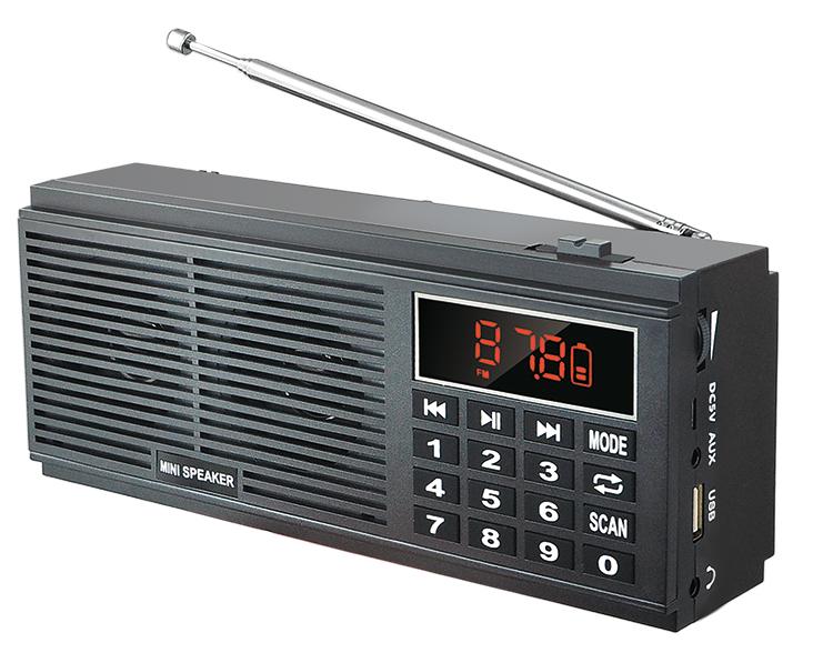 HIFI Bass Stereo Portable AM/FM Radio L-518 with TF USB AUX LED Display 2*1200mAh Rechargeable Battery