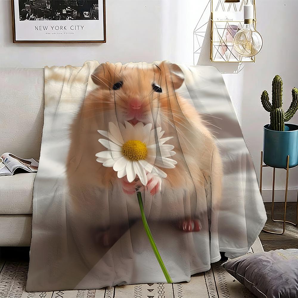 Hamster Throw Lightweight 240g Flannel Blanket Soft Skin-friendly for Summer Cooling 75X95CM