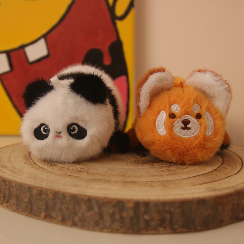 

Red Panda & Raccoon Flip Plush Keychain Toy 4-inch with Gold Lobster Clasp