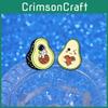 Adorable Cartoon Avocado Series Green Badge Cute Cat Astronaut Heart Shaped Metal Brooch