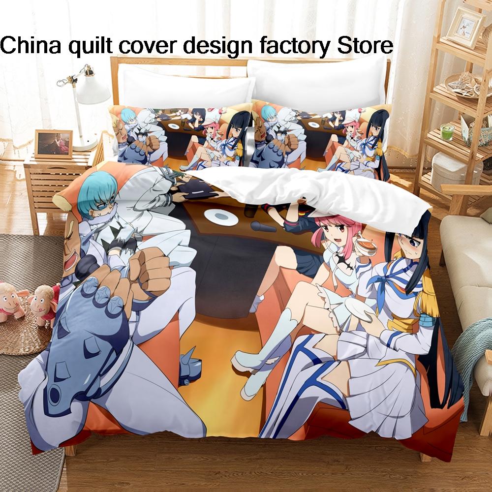 3Pcs Kill La Kill Anime Bedding Set 3D Print Ryuko Matoi Duvet Cover Pillowcases For Teens Fans Room Decor Gift  Bed Linen