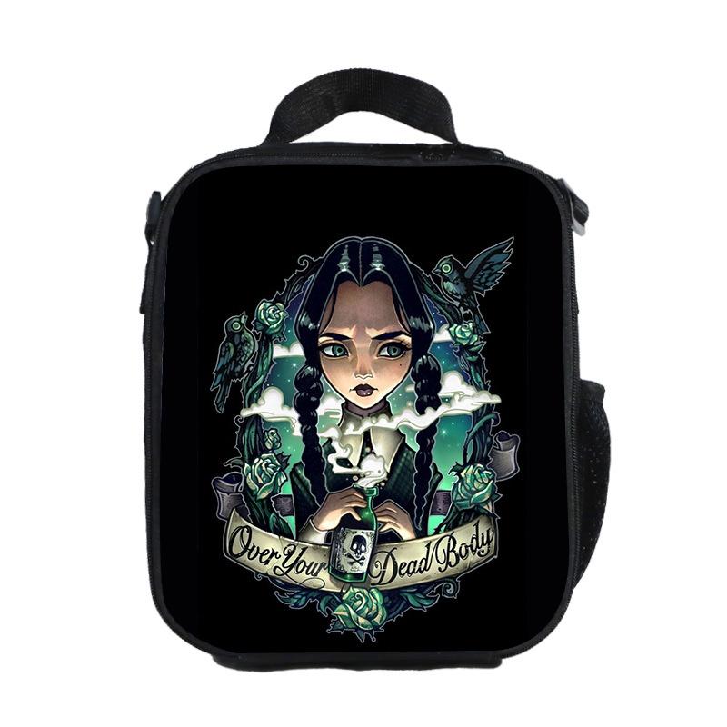 

Students Lunch Bag W/ Adjustable Shoulder Strap Wednesday The Addams Family Green