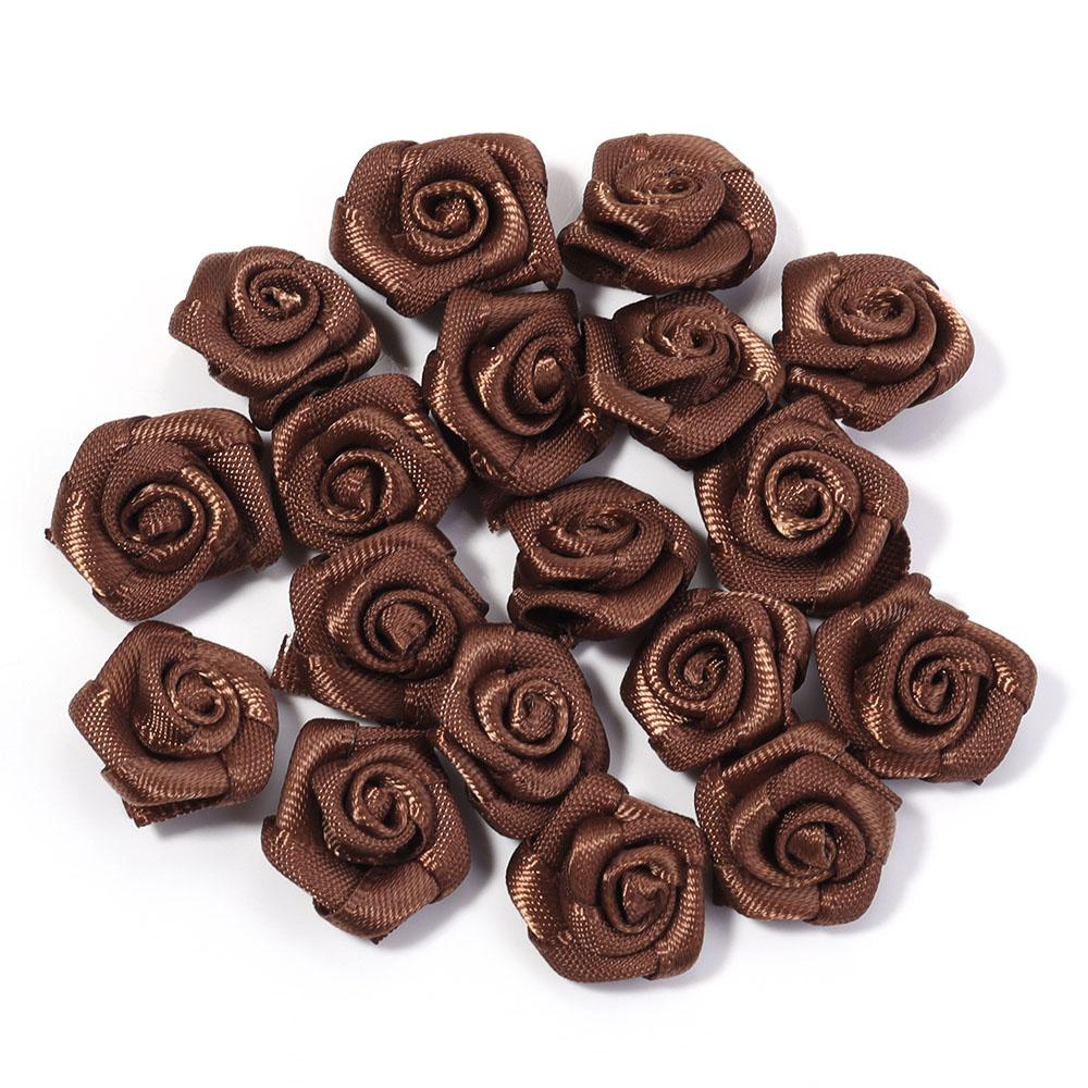 20pcs 1.5cm Polyester Rose Flowers Colorful Mini Artificial Flowers For Wedding Party DIY Wreath Clothing Headwear Decoration
