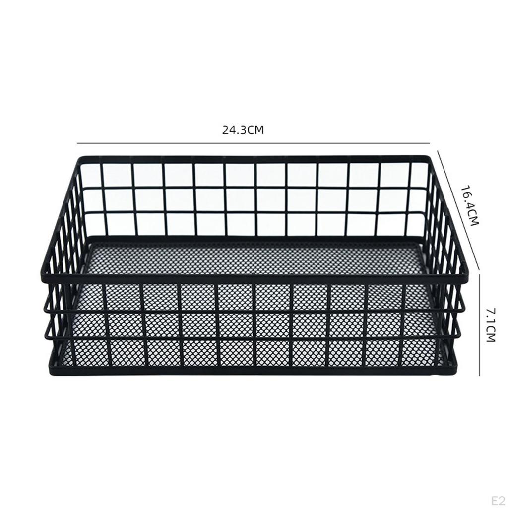 Desktop Iron Storage Basket, Metal Wire Fruit Basket,Multi Purpose for