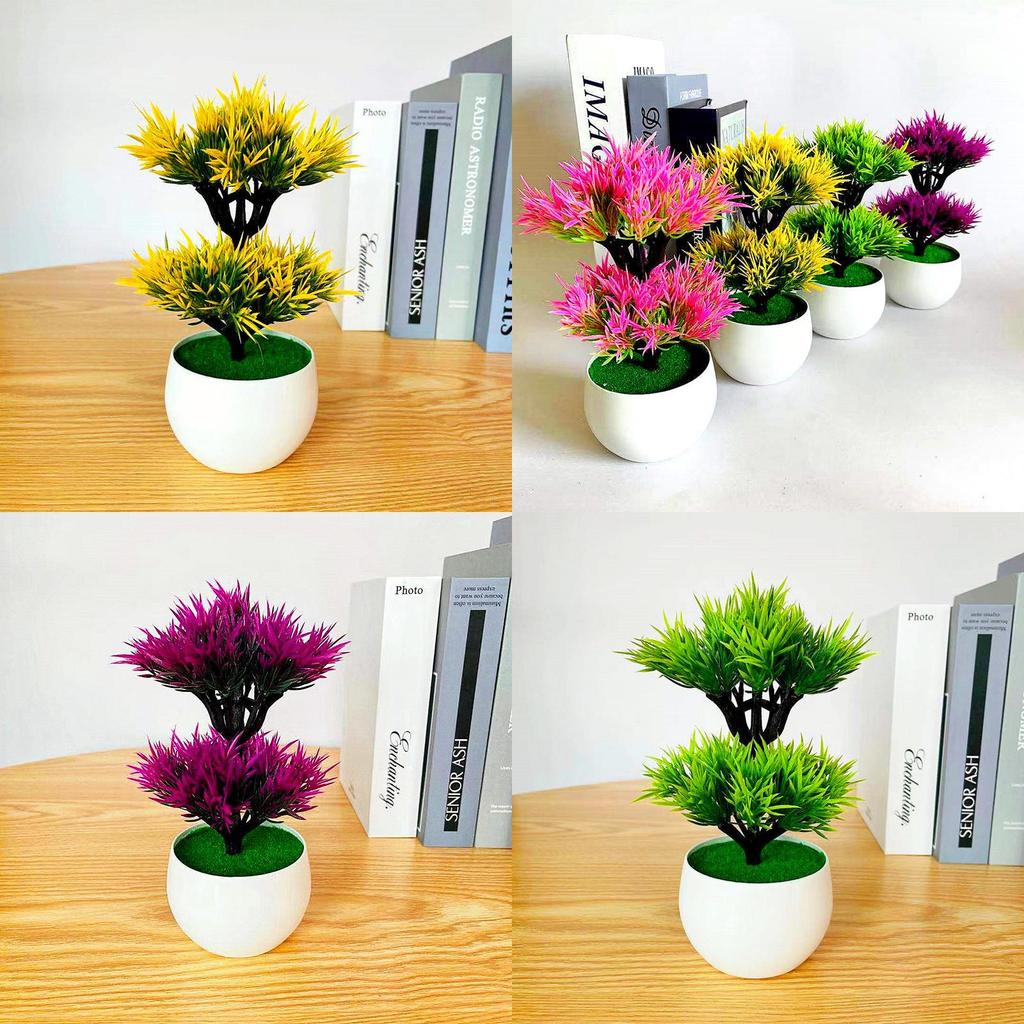 Plastic Artificial Green Plant With Double Layer Feathery Foliage For Home Decor And Office Display