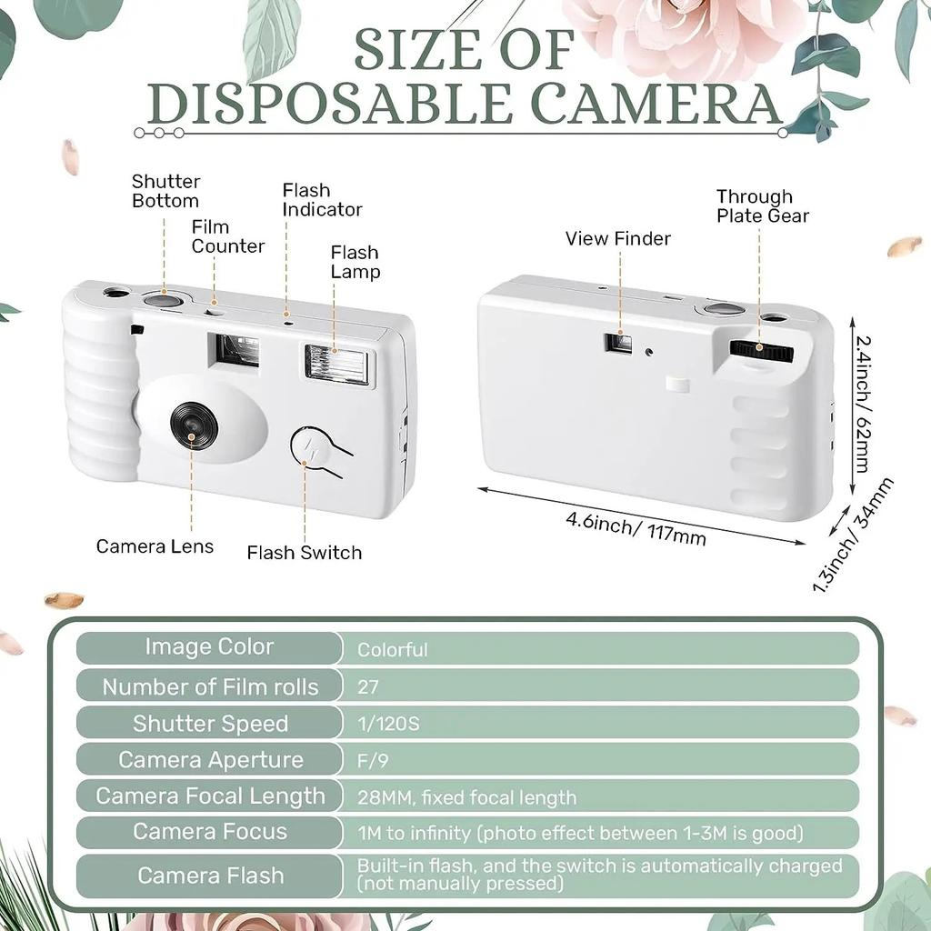 2-12PCS Wedding Disposable Camera One Time 35mm Film Camera 27Roll Flash Camera for Anniversary Birthday Gift Party Vacation
