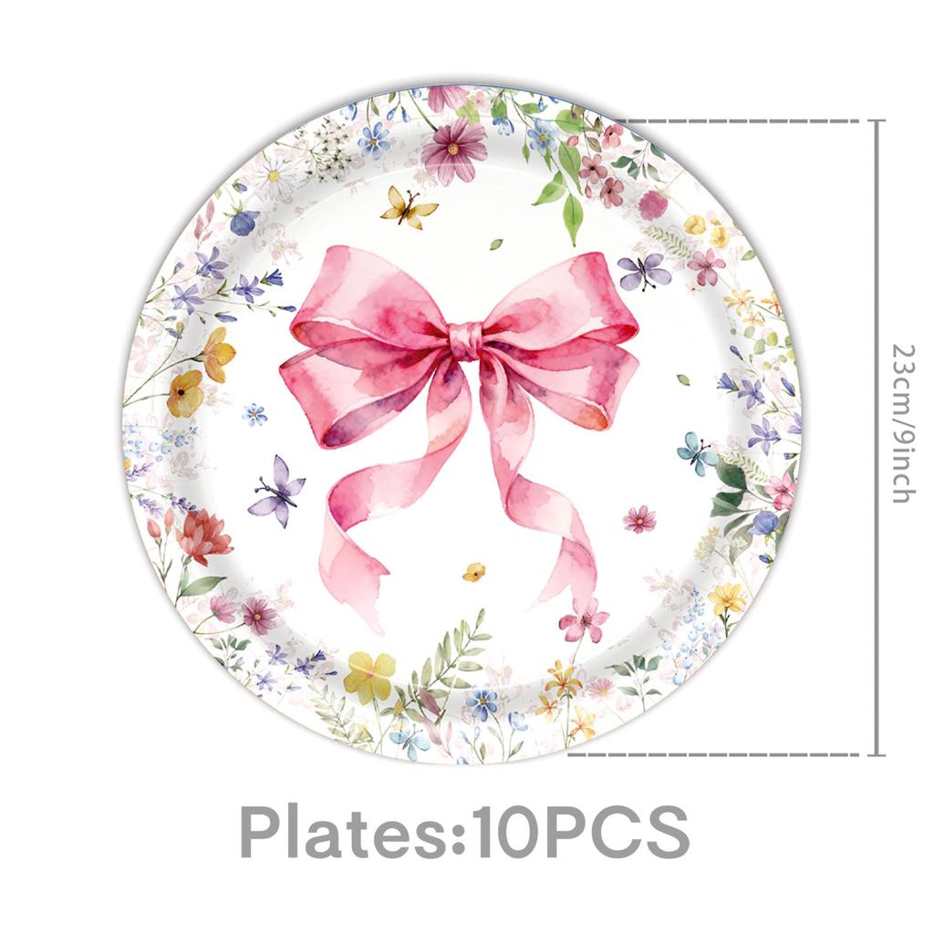 Nuovo Set di Stoviglie per Festa di Compleanno a Tema Fiori Rosa: Include Tovaglia, Piatti e Stendardi.