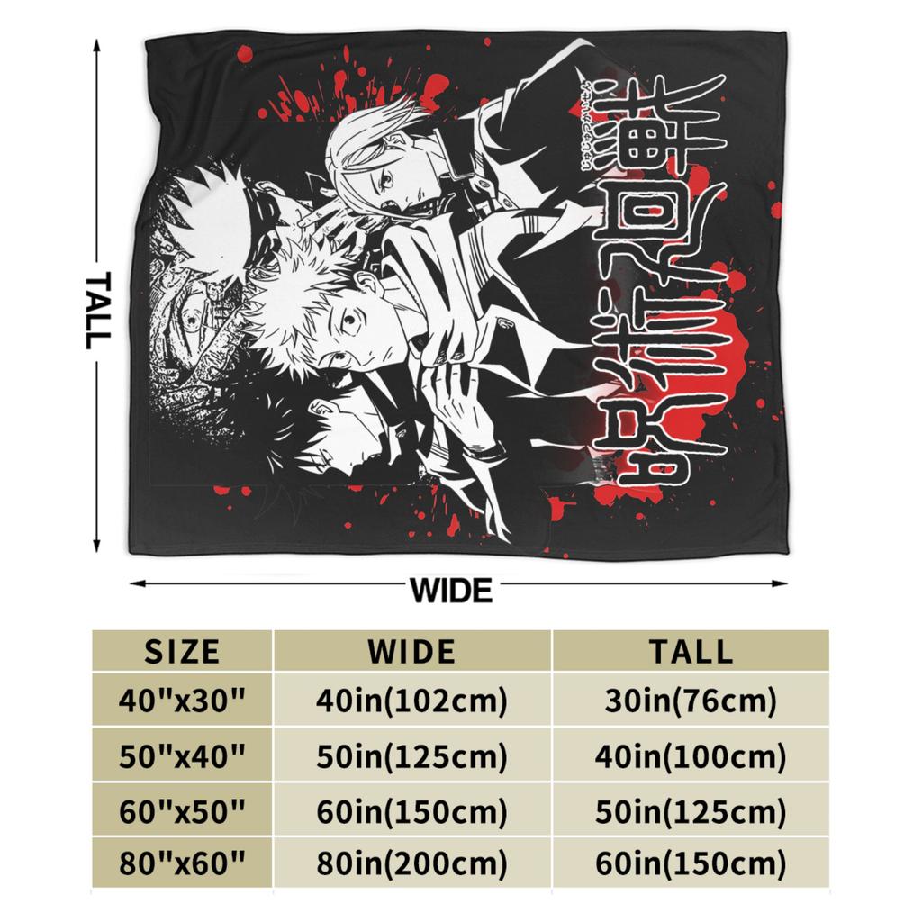 Jujutsu Kaisen Yuuji Satoru Wool Blankets Anime Manga Vintage Throw Blanket for Home Hotel Sofa 125*100cm Quilt,
