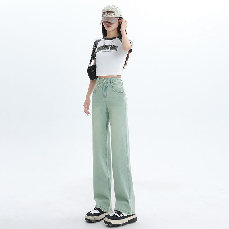 Frühling Sommer Schwer Vollstern Strasssteine Gürtel Design Schlank Weites Bein Jeanshose Für Damen Lässige Hose Übergröße Jeanshose