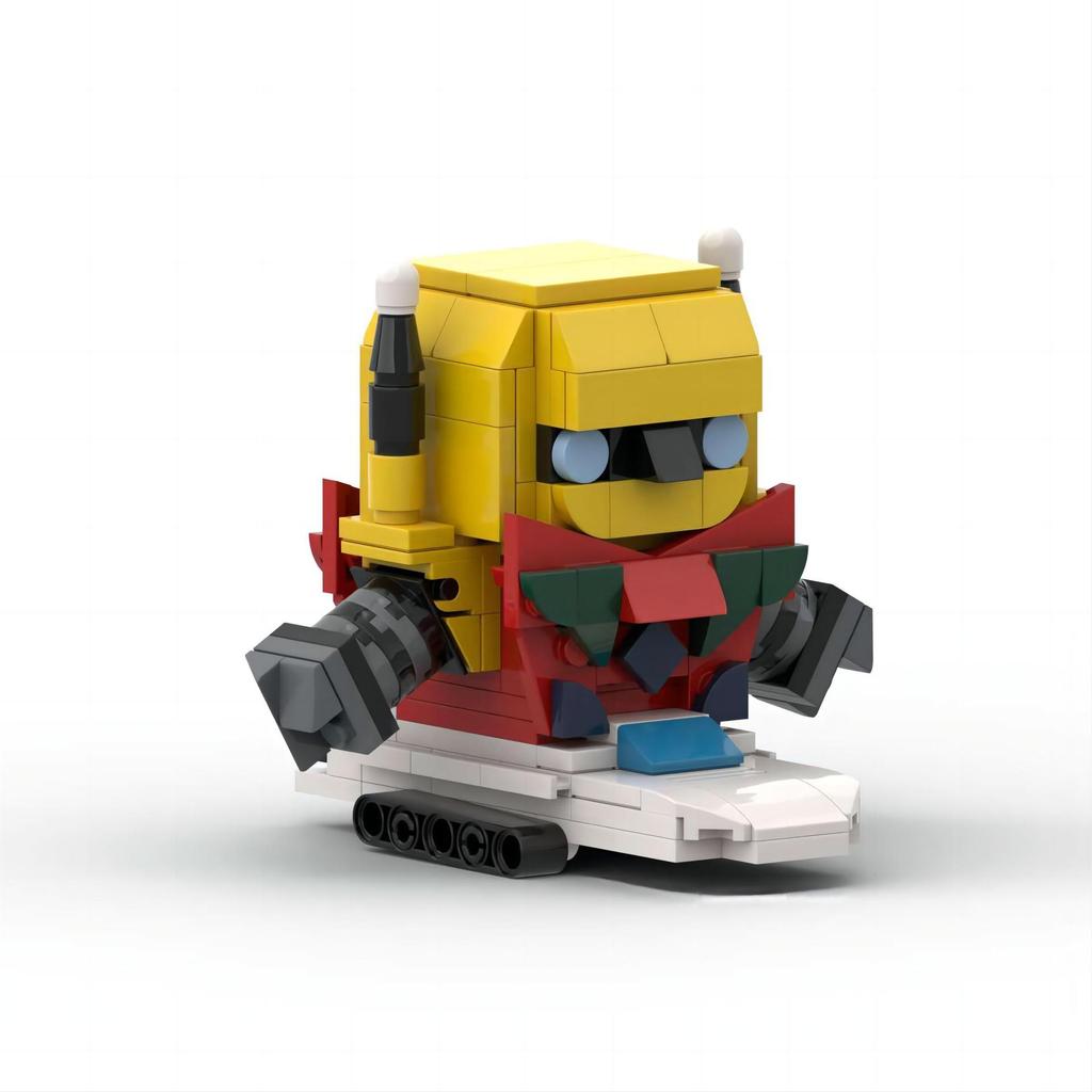 MOC square-headed minifigures compatible building blocks, Universal Hero Getter Robot No. 3 DIY assembly 3D figurine bricks