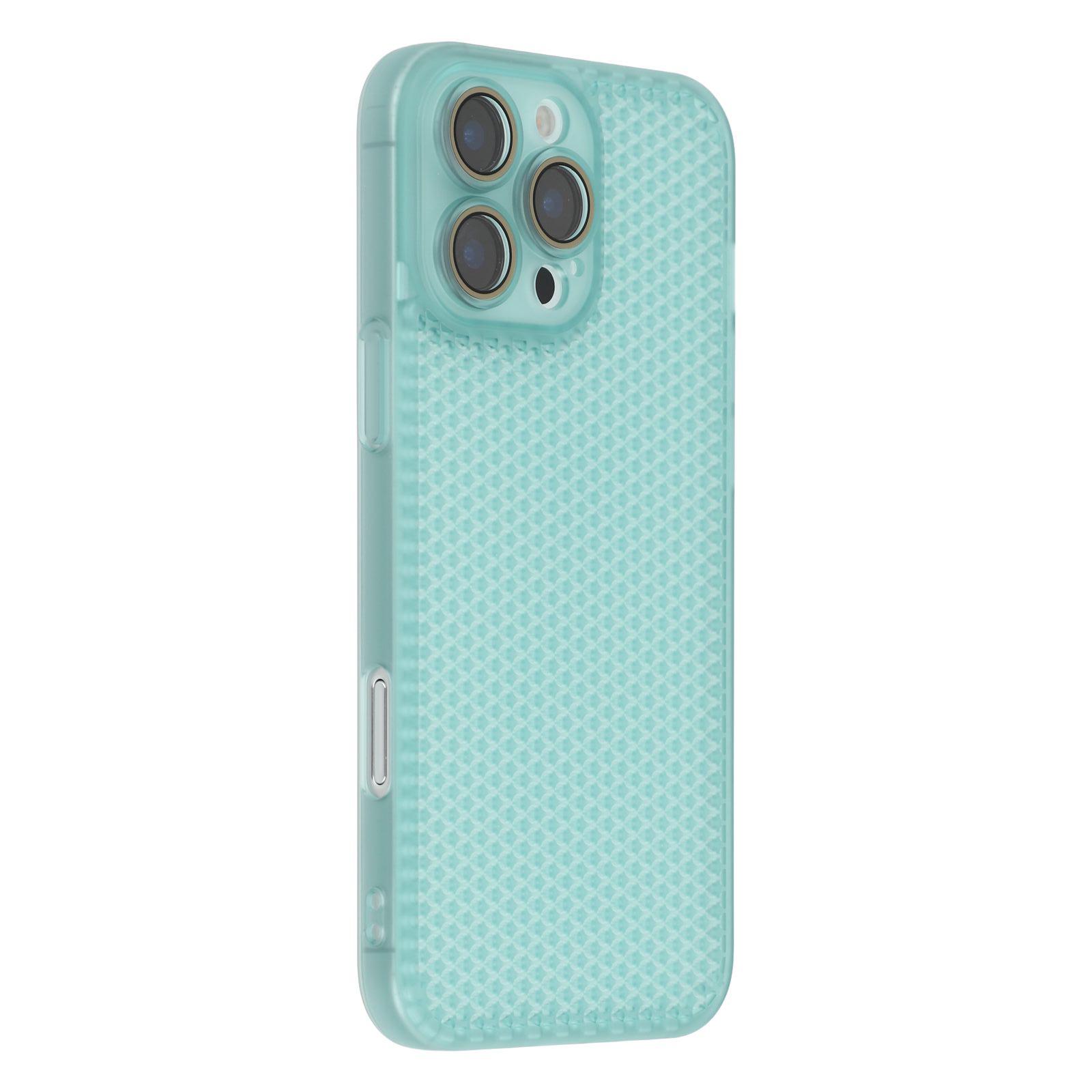 

For iPhone 16 Pro Max Case Heat Dissipation Hard PC Phone Cover with Camera Lens Protector Transparent Green