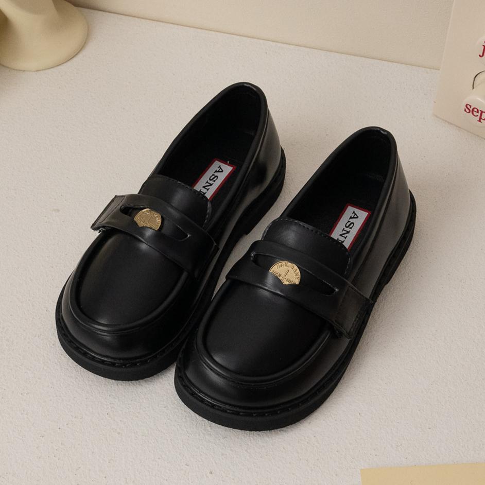 Mokasyny dziecięce Wiosna i Jesień Buty do występów dla dziewcząt Retro Styl Kolegialny Skórzane buty