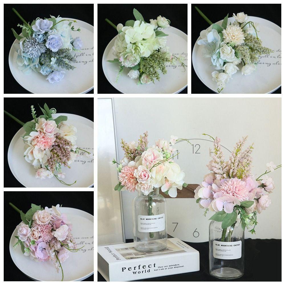 

Desktop Ornaments Artificial Hydrangea Rose Floral Arrangement Lifelike Flower Chrysanthemum Ball