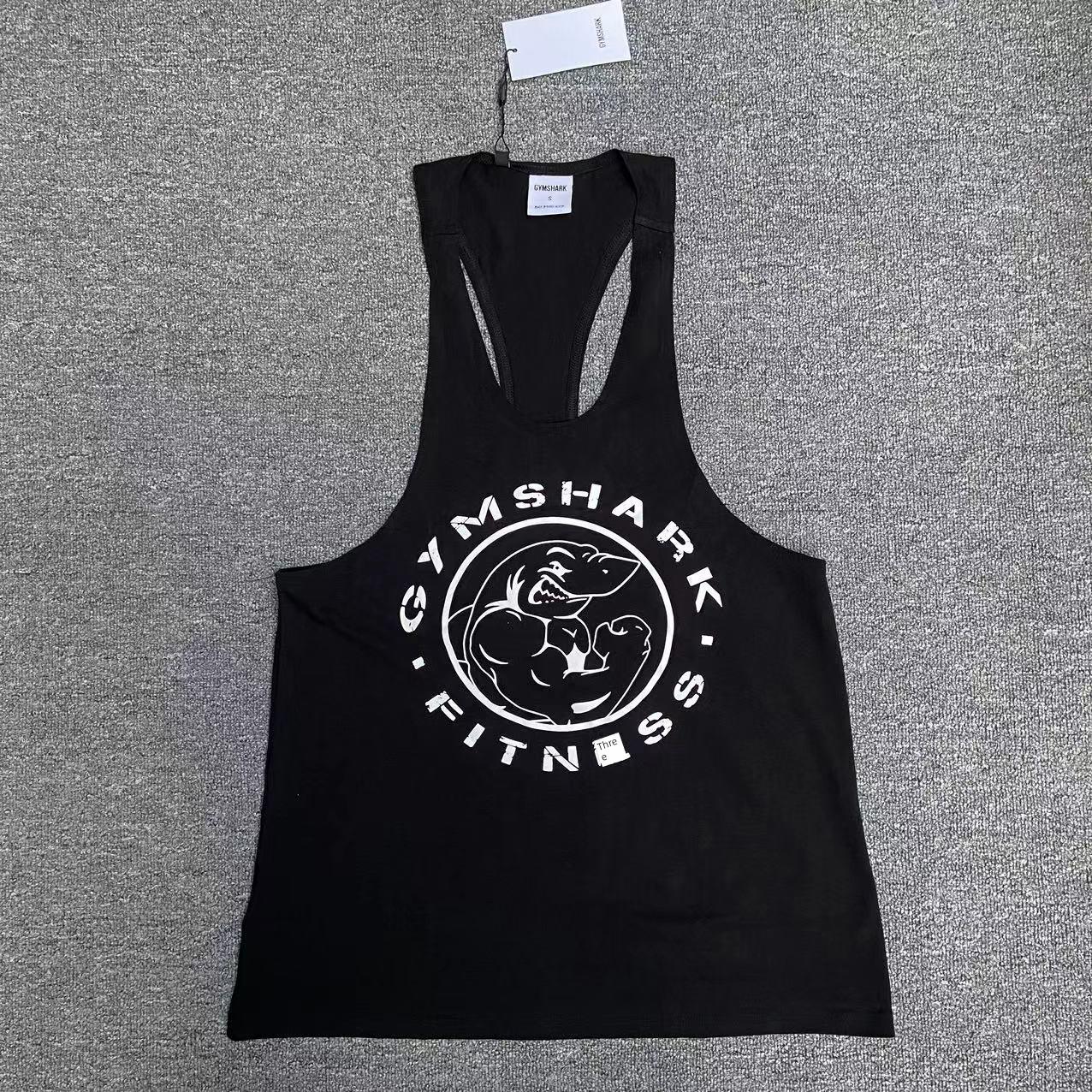 Shark Legacy Stringer Sport Fitness Dünnes Träger Baumwoll Tanktop für Herren Trainings Tanktop Europäische und Amerikanische Größe XL schwarz