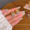 Korean Super Flash Rhinestone Love Earrings, Light Luxury Temperament, High-end Earrings, Niche Design, Versatile Earrings