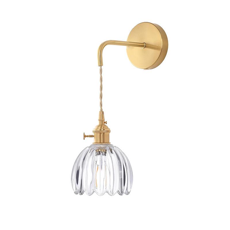Wireless USB Charging Remote Chandelier with Retro Glass Flowers for Bedroom or Dining Room - Nordic Style