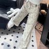 High Street Retro Tie Dye Printed Loose Wide Leg Pants for Women Autumn High Waist Straight Casual Pants Woman Elegant Fashion Ladies Trousers 25109
