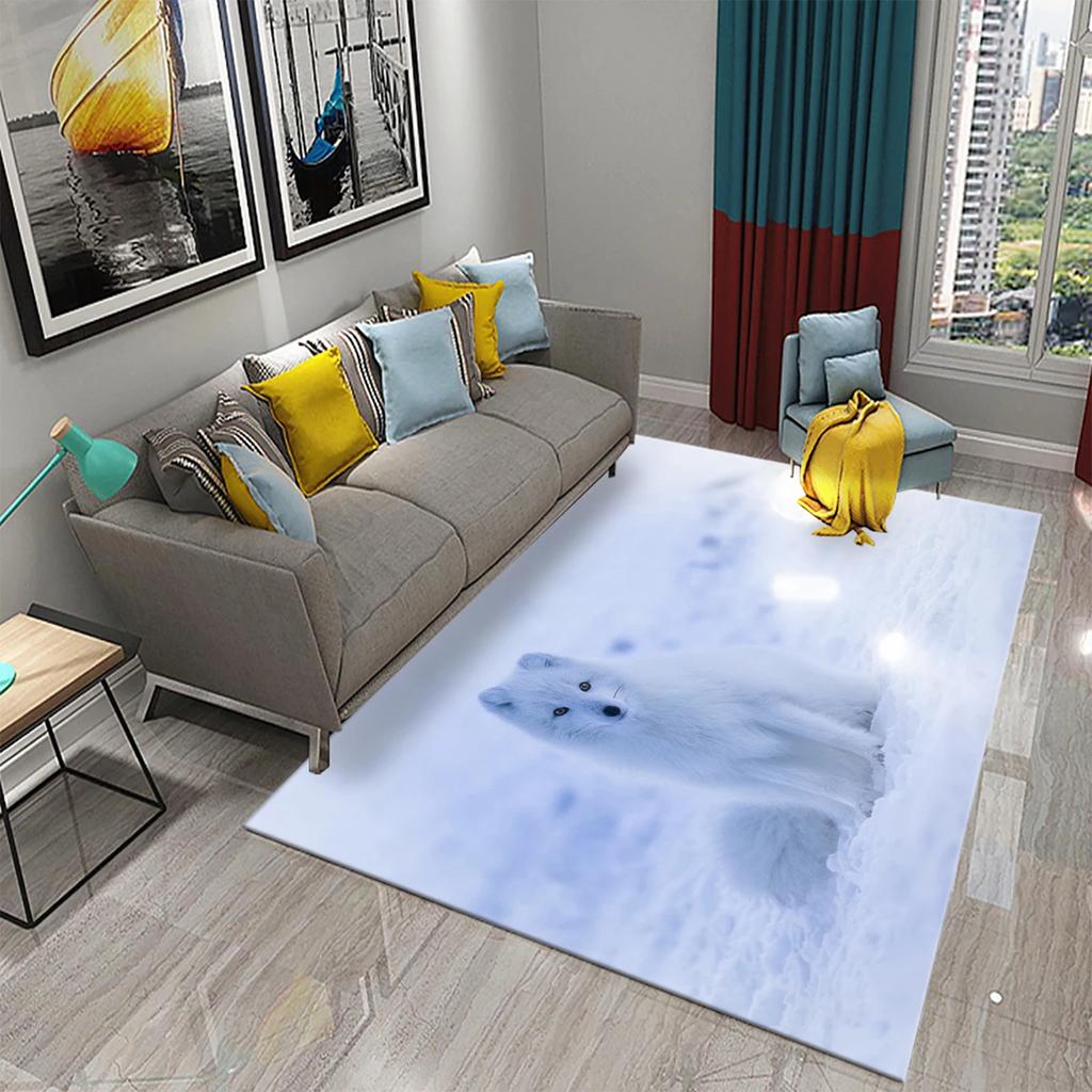 3D Lovely Fox Carpets Cute Wild Animals Mat for Living Room Bedroom Kitchen Area Rug Child Home Decor Carpet Kids Room Play Mat