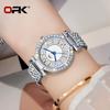 OPK Brand Full Diamond Waterproof Roman Scale Steel Belt Ladies Quartz Watch 8618