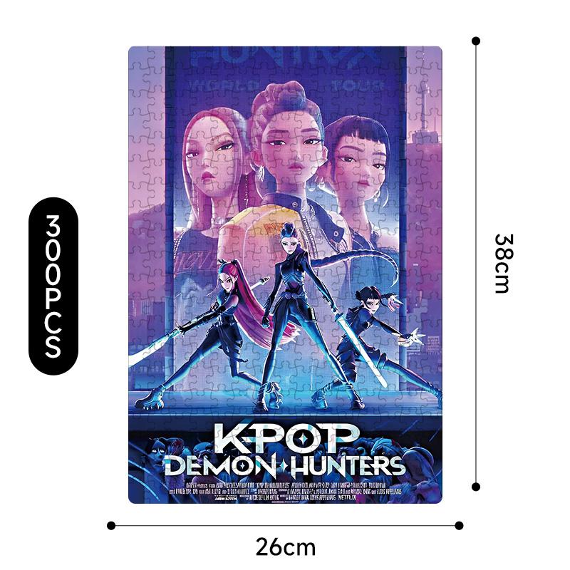 Yeni Kpop Şeytan Avcıları 38*26Cm 300 Parça Yapboz Oyuncakları Rumi Mira Zoey Huntrix Karakter Desenli Masa Oyunu Dekor Çocuk Hediye