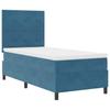 LED Box Spring Bed with Mattress Dark Blue 90 x 190 cm Velvet