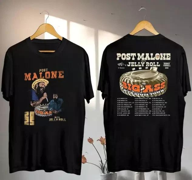 2025 Футболка стадионного тура Post Malone Big Ass, Футболка Post Malone и Jelly Roll 2XL