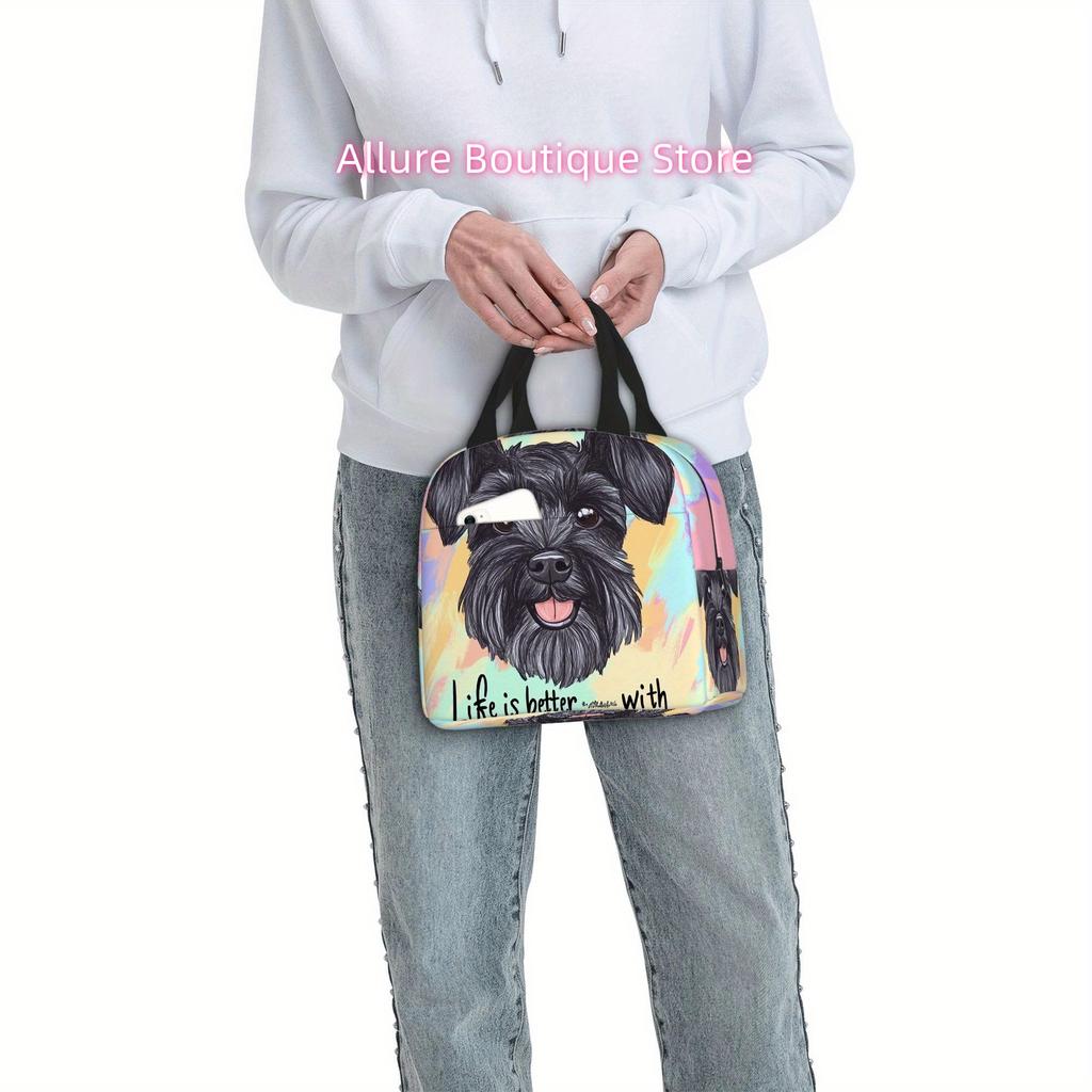 1pc, Miniature Schnauzer Love Printed Thermal Bag, Insulation Bag, Insulated Bag, No Food Contact, Suitable for Home, Restaurant