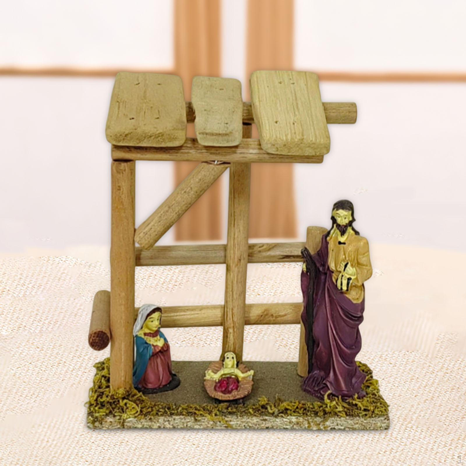 

Nativity Scene Figurine Xmas Statue Hand Painted Housewarming Gift Handmade Holy Family