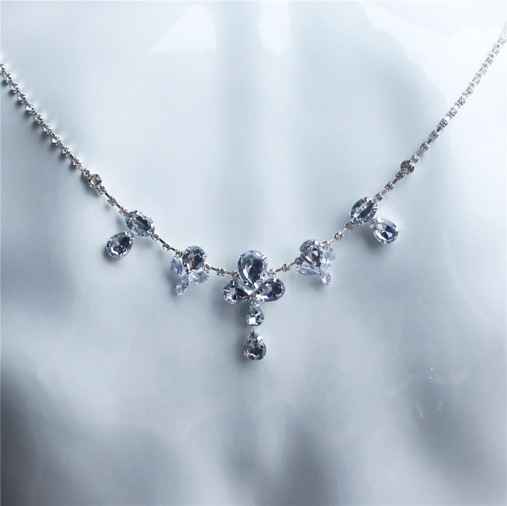 

Wish Crystal Zircon Pendant Back Chain, Bridal Wedding Super Flash Rhinestone Shawl Necklace Jewelry