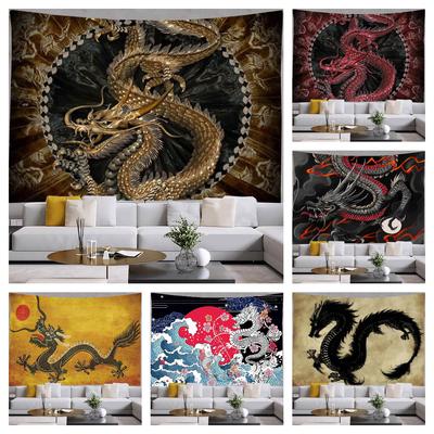 Chinese Dragon Tapestry Hippie Art Wall Hanging Psychedelic Aesthetic Room Decor Blanket Home Bedroom Decoration Boho Home Dec