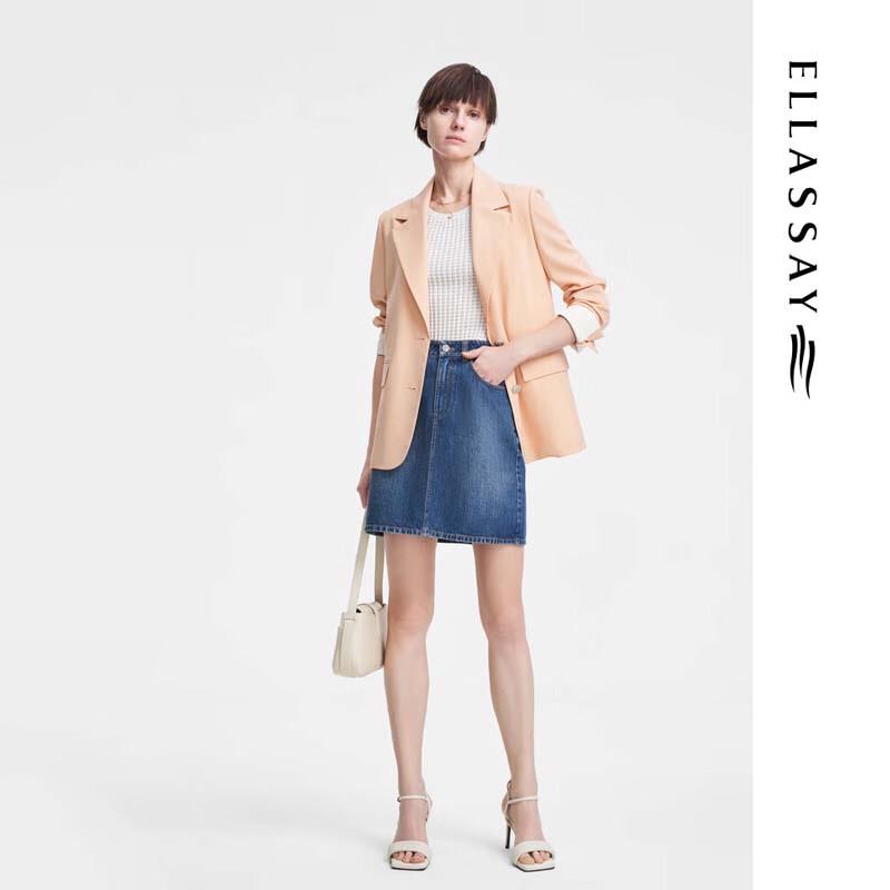ELLASSAY Women's High-Waist Denim Mini Skirt