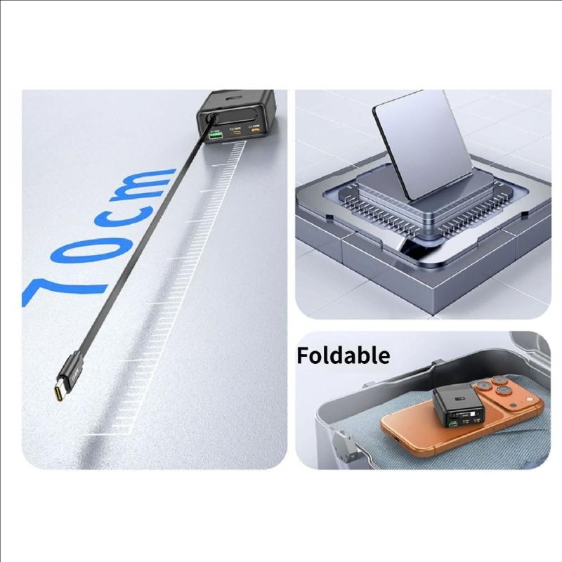 100W Wall Charger Charging Block Including Flexible USB C Cord And 3 Outputs Universal Power Supply Lightweighted