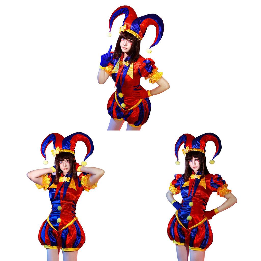 The Amazing Digital Circus Pomni Full Body Suit With Satin Fabric For Cosplay Events
