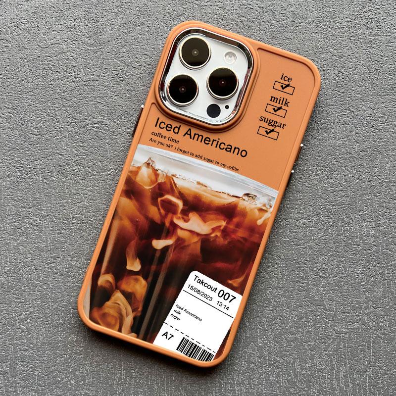 Brown Ice Latte American Coffee Phone Case for Iphone 12 11 14 13 15 16 Pro Max Mini X XR XS 7 8 Plus SE2 Shockproof Print Cover