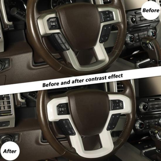 Steering Wheel Panel Frame Trim Cover for Ford Bronco +Accessories White ABS