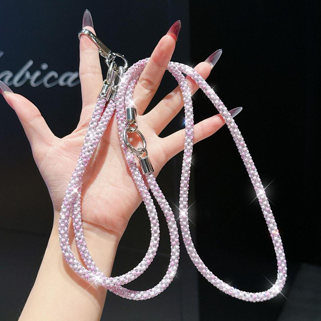 Buntes Strass Multifunktionales Telefon- und Ausweis-Lanyard mit Anti-Verlust Crossbody-Kette
