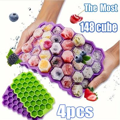 Reusable BPA Free Silicone Ice Mold with Removable Lids 148 Grids Ice Cube Tray Creative Honeycomb Ice Mould for Home Use