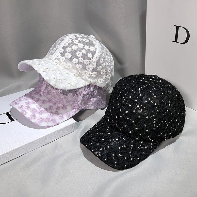 Hut Damen Sommer dünnes Mesh atmungsaktive Baseballkappe Sonnenschutz Sonnenhut klein frisch Chrysanthemenkappe Tide