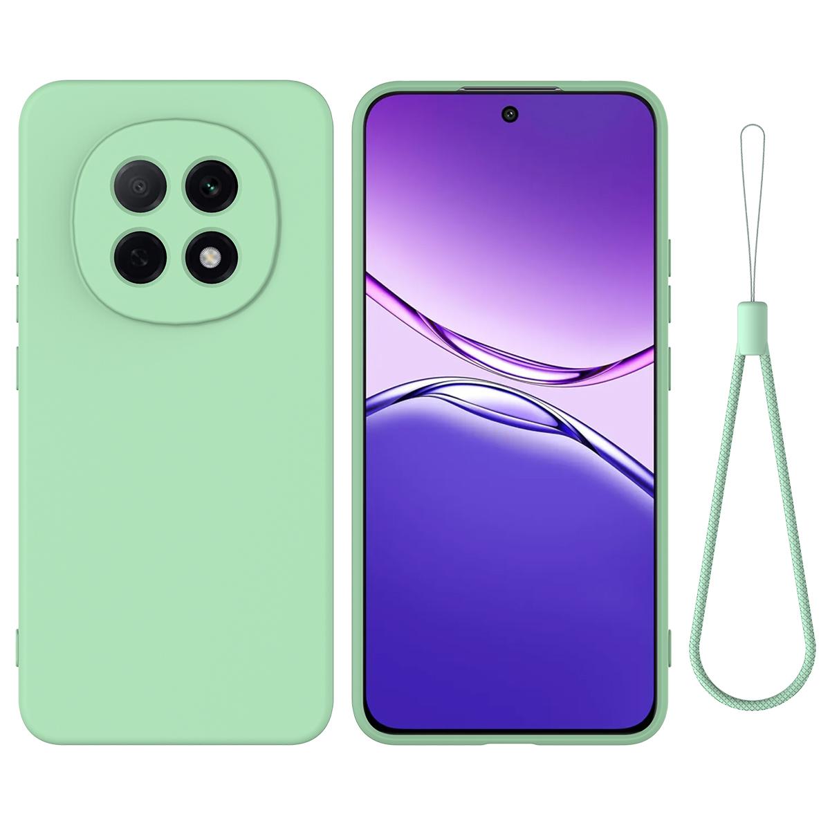 

For Oppo F29 Pro 5G Liquid Silicone Case Phone Back Cover with Hand Strap Green