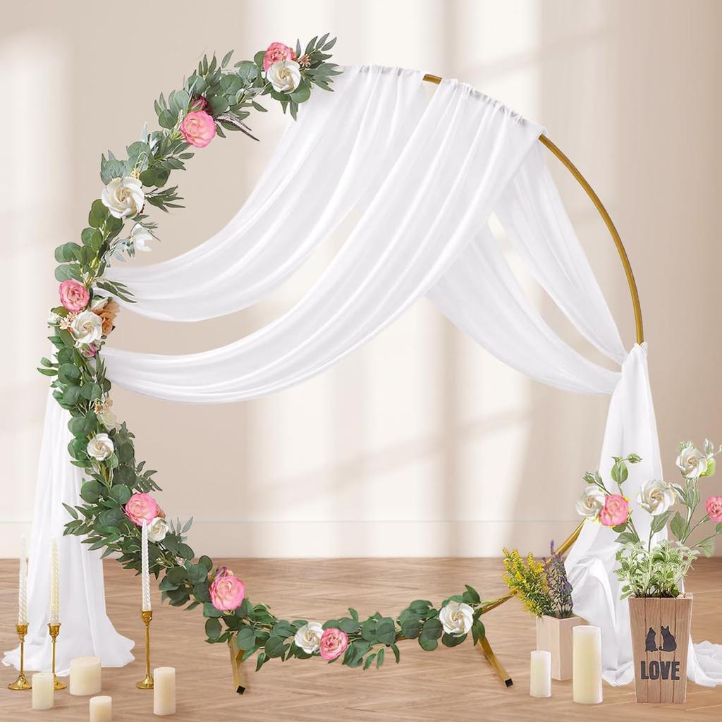 Wedding Arch Draping Fabric, 1 Panel 6/10M Champagne Sheer Backdrop Curtain Wedding Arch Decorations for Wedding Party Ceiling