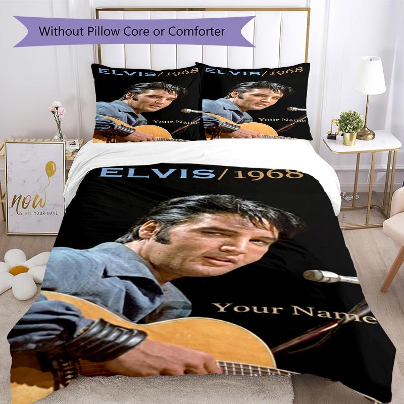 Elvis Presley Customizable Name Bedding Set Perfect for Decorate room Breathable Duvet Cover Custom Room Decor Christmas, WeddingPerfect