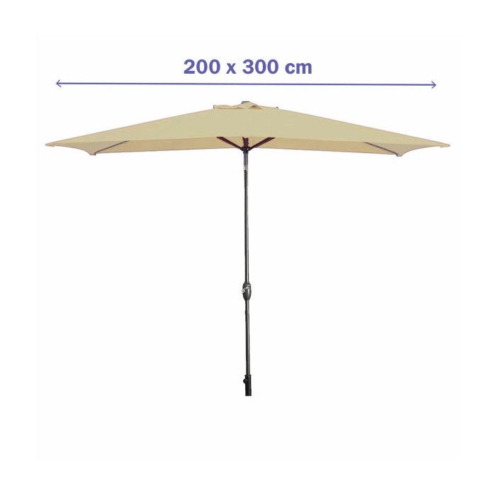 Marbueno Steel Parasol 8 Ribs 200x300 Cm Polyester Brown Garden, Pool 10492