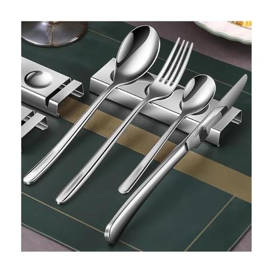 2-Piece Cutlery Rest Set, Spoon Fork Utensil Holder, Stainless Steel, Small, Reusable, for Cafes, Restaurants, Kitchen, Tableware Decoration (Gold)