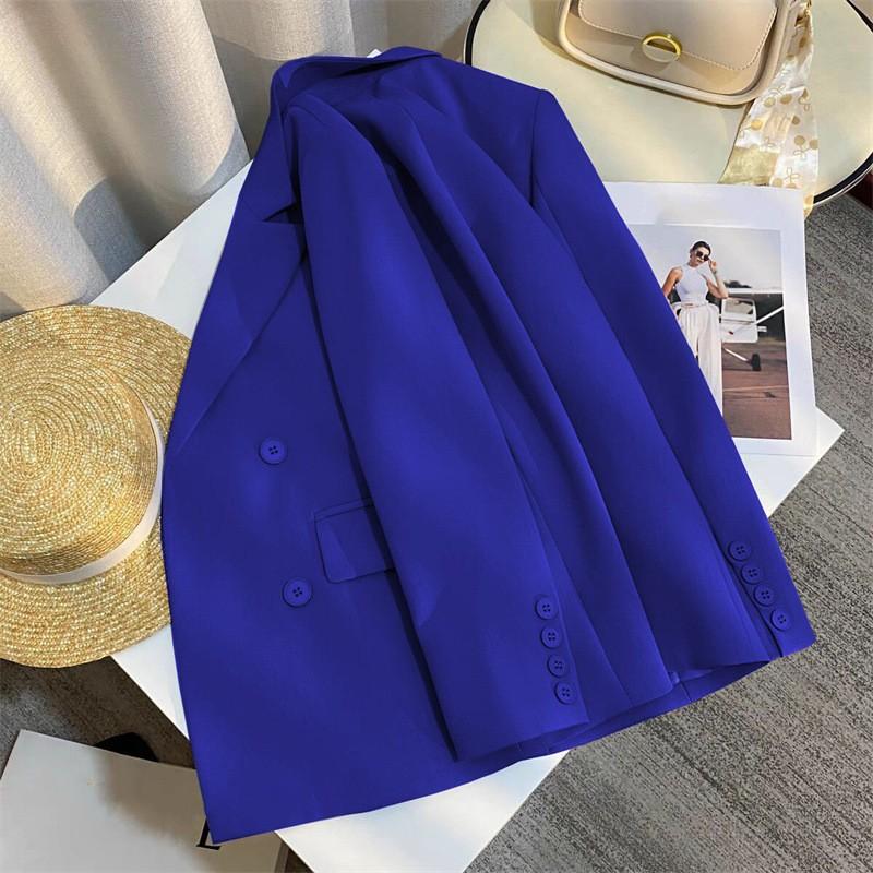 

Женский осенний блейзер с длинным рукавом для офиса, женский однотонный повседневный верхний слой, пальто XXS