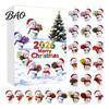 Holiday Gift Ideas Snowman Advent Calendar, 24Pcs Acrylic 2D Hanging Ornament Set Christmas Scene Decoration with Bouquet Flowers, Tree Decor,