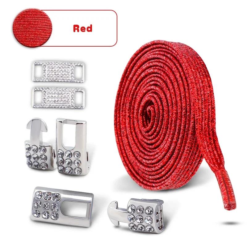 Women's Bling Diamond Cross Locks Elastic No-Tie Shoe Laces Charms Luxury Smart Buckle for Metal Shoelaces Sneakers