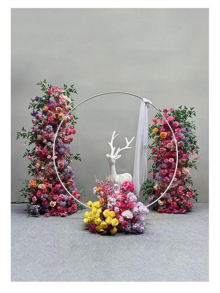 Round Balloon Arch Stand for Outdoor Wedding Celebrations - Wrought Iron Ring Decoration in Stock