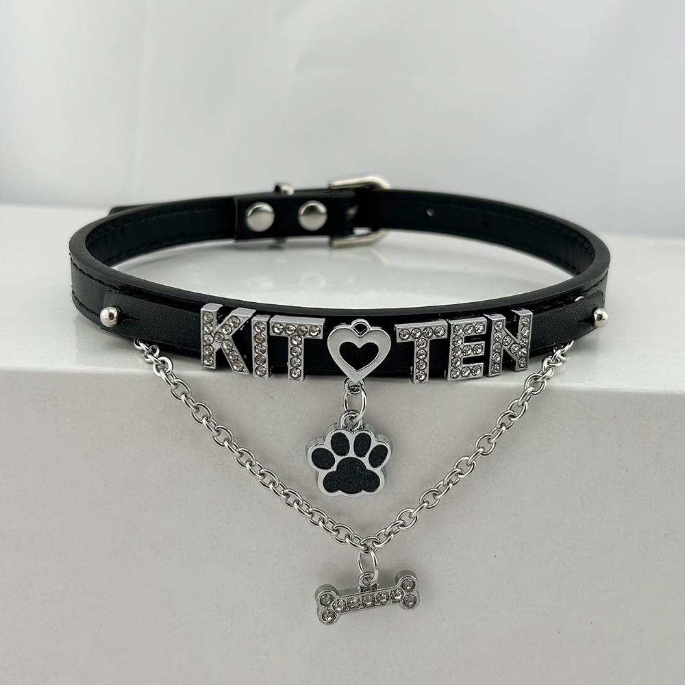 Luxe Kristallen Strass Letters Hondenhalsband Sexy Bot Hanger Choker Ketting Cosplay Sieraden Accessoire Cadeau