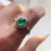 925 Sterling Silver Rings for Women Couple Minimalist Green Stone Ring Fine CZ Jewelry Birthday Gift Prevent Allergy
