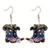 2D Flat Flag Pattern Acrylic Material American Flag Style on Boots Dangle Earrings Lightweight Colorful Earrings for Women Jewelry Gifts